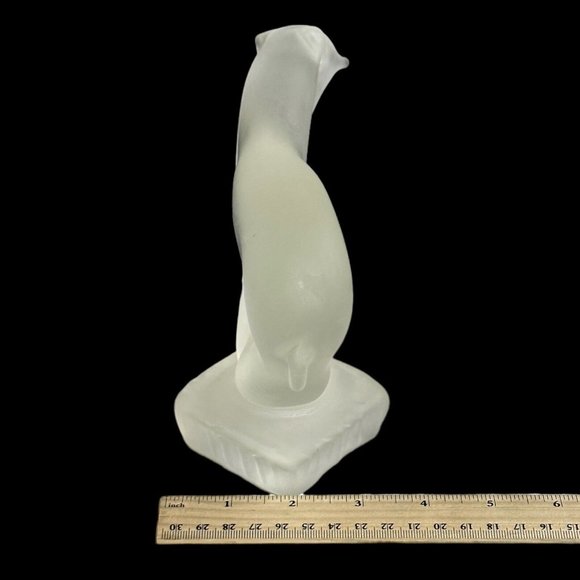 Stylized Abstract Frosted‎ Crystal Art Glass Polar Bear Figurine Paperweight MCM - Picture 10 of 10